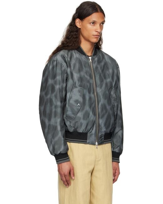 Dries Van Noten Black Printed Bomber Jacket for men
