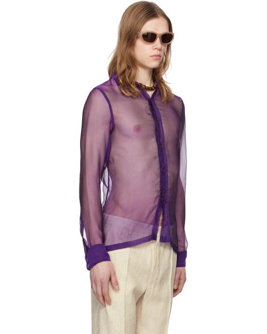 Dries Van Noten Purple Sheer Shirt for men