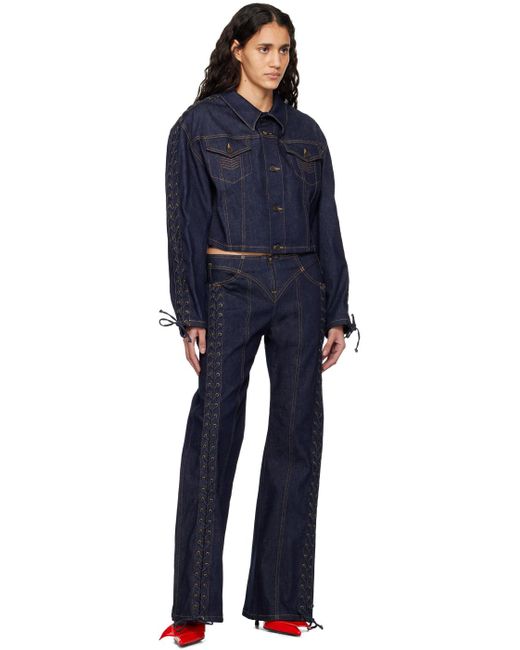 Jean Paul Gaultier Blue 'The Lace-Up' Jeans