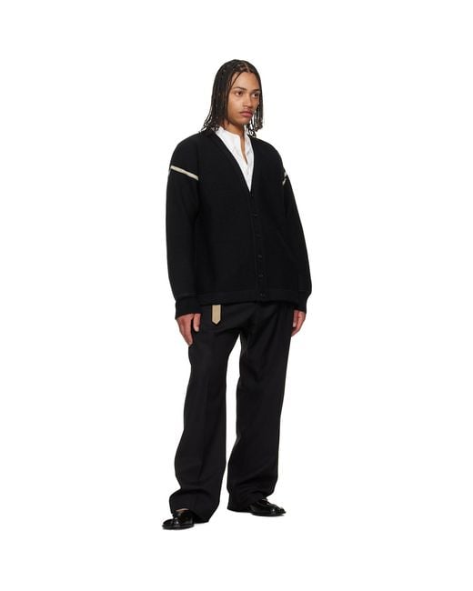 Maison Margiela Black Virgin Wool Elbow Patch Cardigan for men