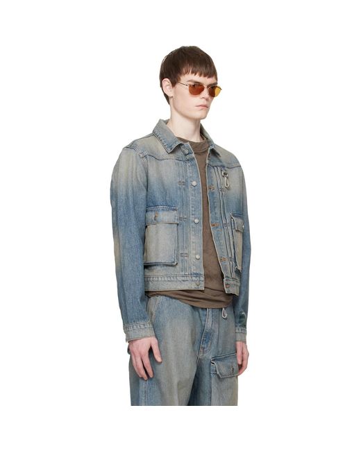 Reese Cooper Blue Washed Trucker Denim Jacket for men