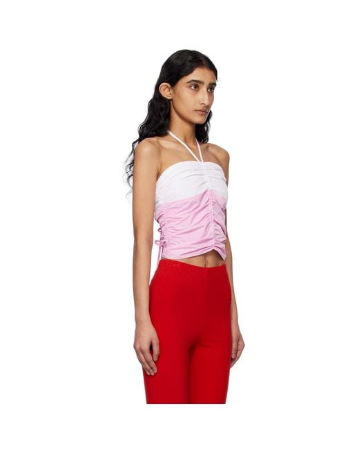 Kijun Red Off- Shirring Halter Top
