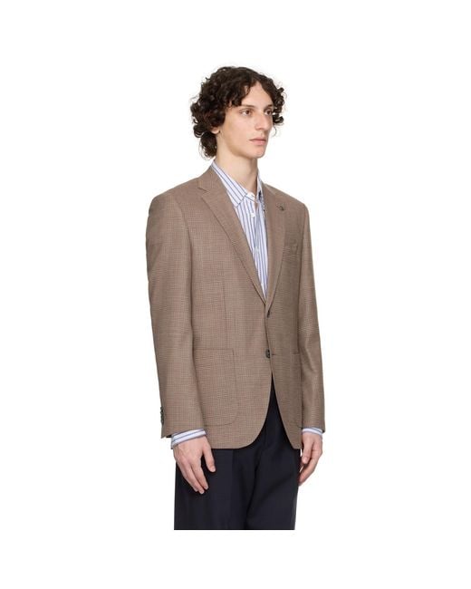 Boss Black Regular-Fit Patterned Wool Blend Blazer for men