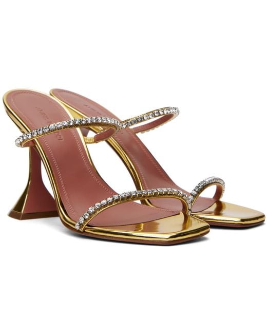 AMINA MUADDI Black Gilda Slipper Heeled Sandals