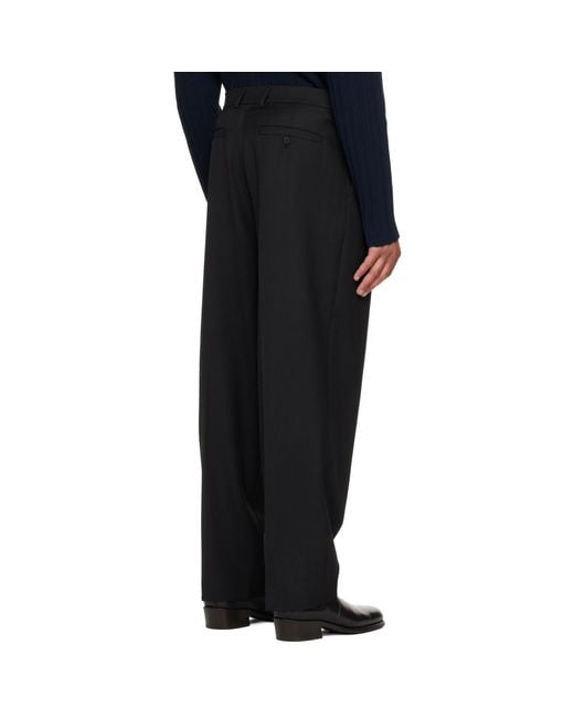 LE17SEPTEMBRE Black Two Tuck Wool Trousers for men