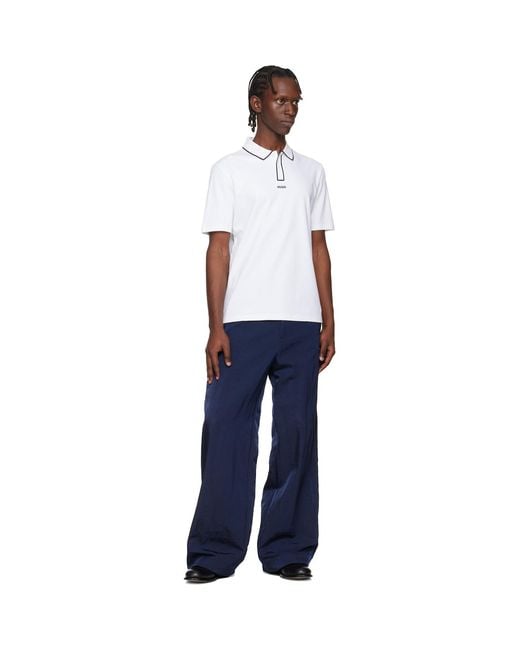 HUGO White Cotton-Jersey Contrast Edges Polo for men