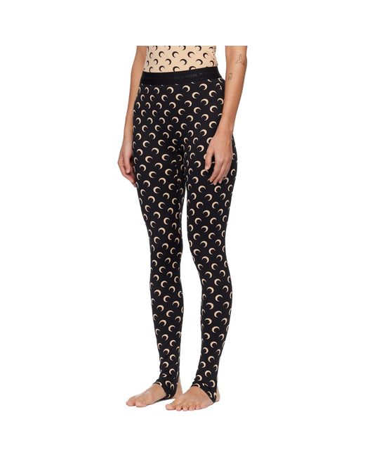 MARINE SERRE Black Recycled Moon Jersey Stirrup Leggings