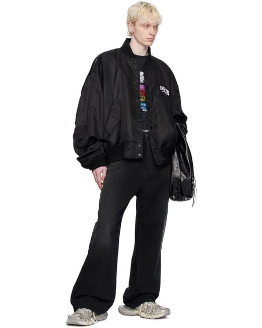 Balenciaga Black 'paris' Bomber Jacket for men