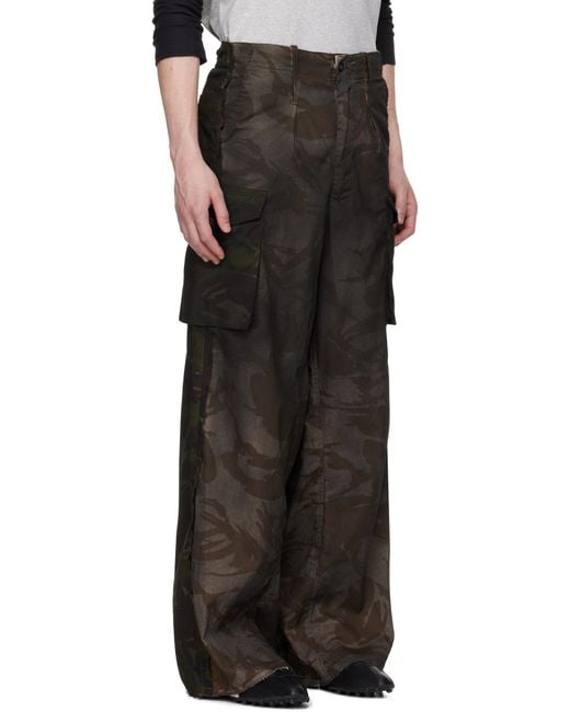 PROTOTYPES Black Khaki New Overdyed Camo Cargo Pants for men