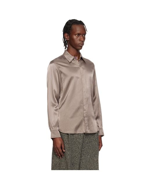 Dries Van Noten Multicolor Taupe Satin Shirt for men