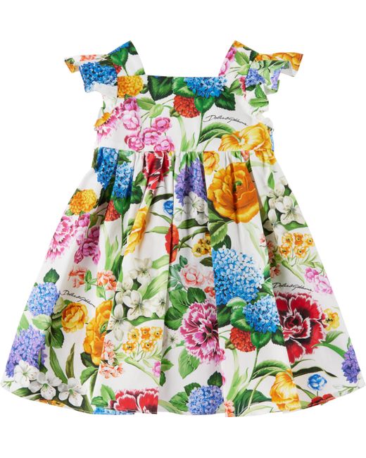 Dolce & Gabbana ベビー｜マルチカラー ポプリン フローラル プリント ワンピース＆ブルマ セット White