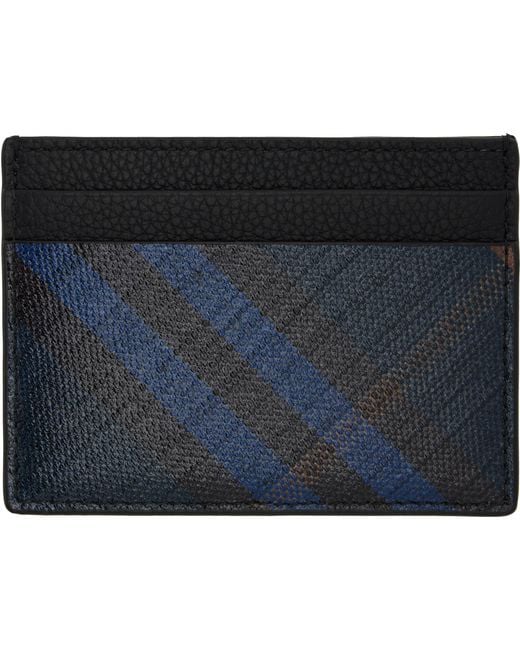Burberry Blue Tall Check Card Holder for men