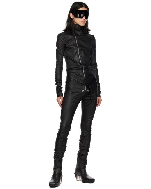 Rick Owens Black Gary Leather Jumpsuit for men