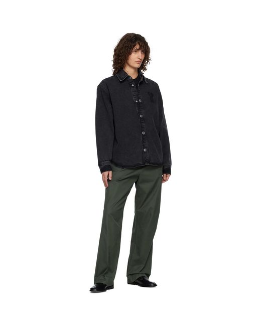AMI Black Cotton Knitted Ami De Coeur Denim Overshirt