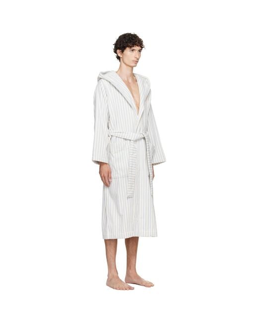 Tekla White Terry Hooded Bathrobe for men