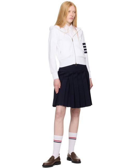 Thom Browne White Classic Zip Up Hoodie