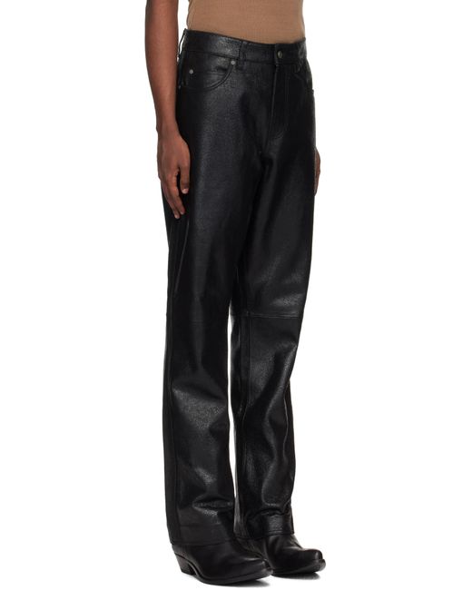 Guess Black Crackle Leather Pants for men