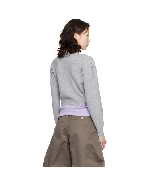 MERYLL ROGGE Gray Crew Neck Double Cardigan
