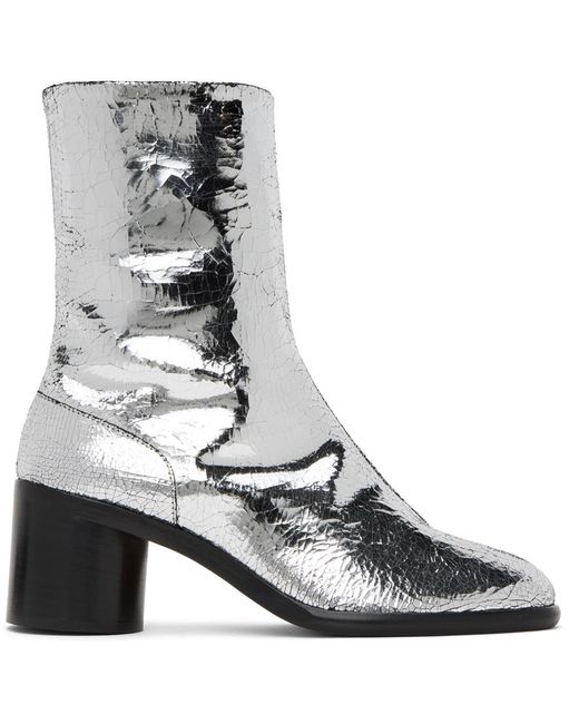Maison Margiela Gray Silver Broken Mirror Tabi Boots for men