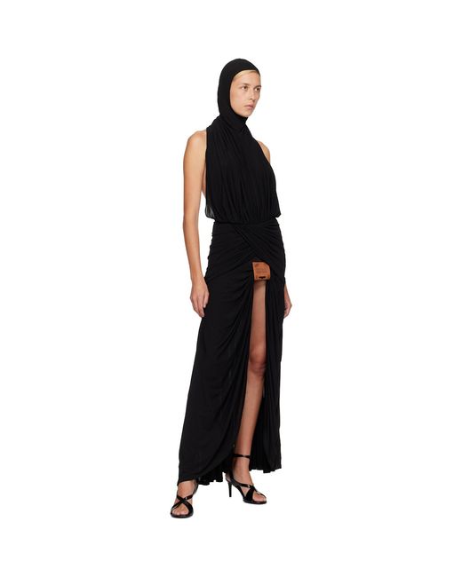 Jean Paul Gaultier Black Stretch Viscose Balaclava Leather Tag Maxi Dress