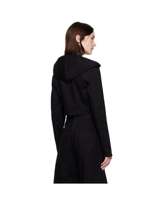 Alaïa Black Cropped Hooded Denim Jacket