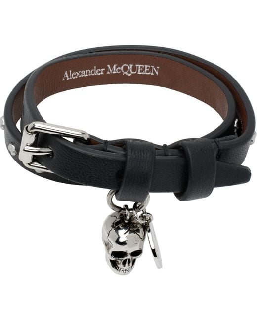 Alexander McQueen Brown Hammered Studs Double-Wrap Bracelet