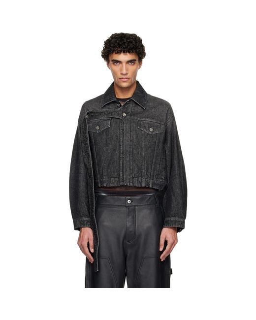 Jean Paul Gaultier Black Oversized Strap Denim Jacket for men