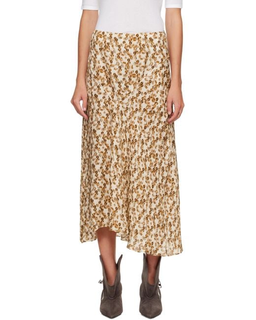 Isabel Marant Natural Tan & Off- Lisanne Midi Skirt
