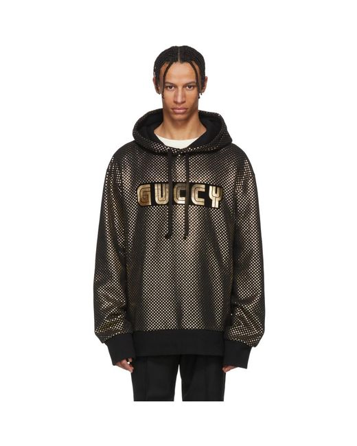 Pull a capuche noir Sega Guccy Logo Gucci pour homme en coloris Black