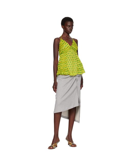 Dries Van Noten Gray Gathered Midi Skirt