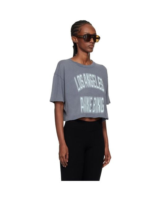 Anine Bing Blue Johnny Cropped T-Shirt