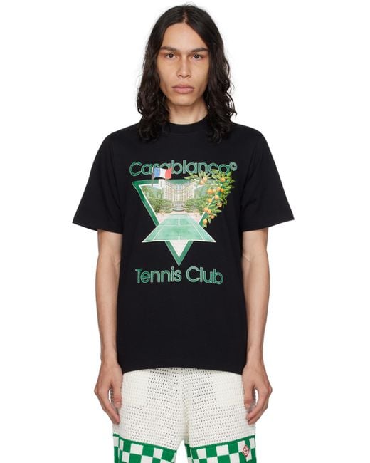 Casablancabrand Ssense Exclusive Black 'tennis Club Icon' T-shirt for men