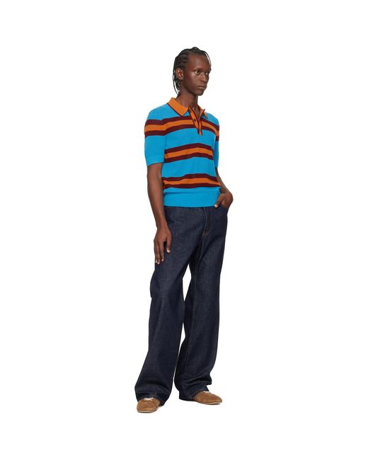 Dries Van Noten Black Striped Polo for men
