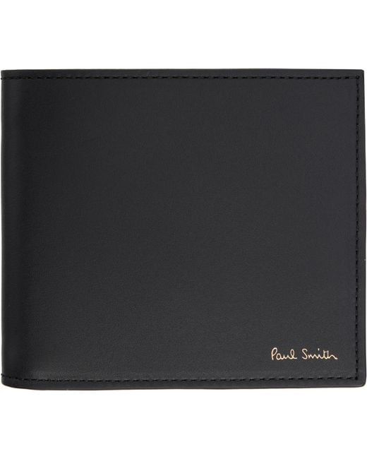 Paul Smith Black Leather 'Signature Stripe' Interior Billfold Wallet for men