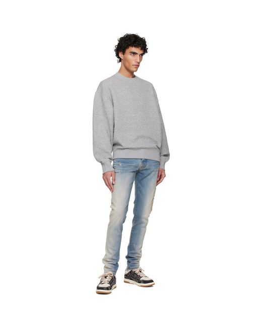 Amiri Gray Ma Quad Oversized Crew Sweatshirt for men