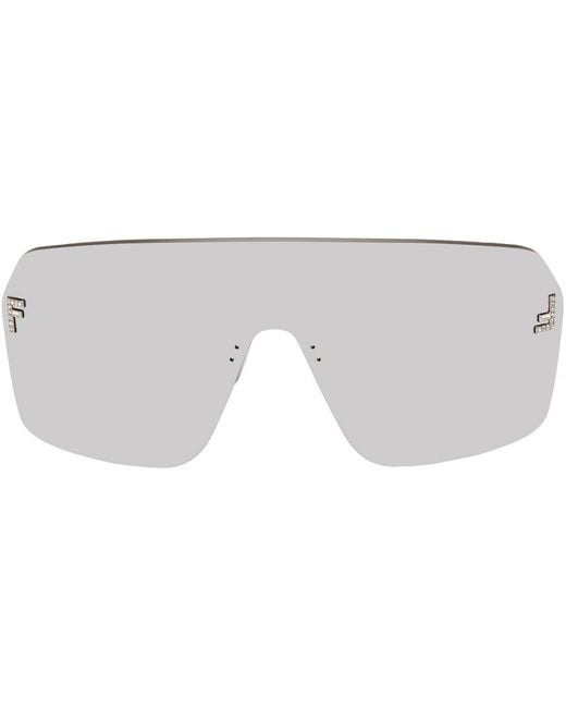 Fendi Black Gunmetal & Silver First Crystal Sunglasses for men