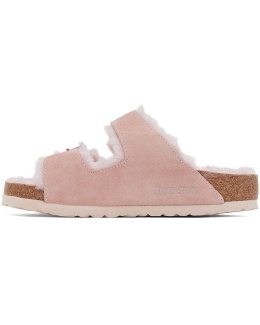 Birkenstock Pink Regular Arizona Shearling Sandals in Black Lyst