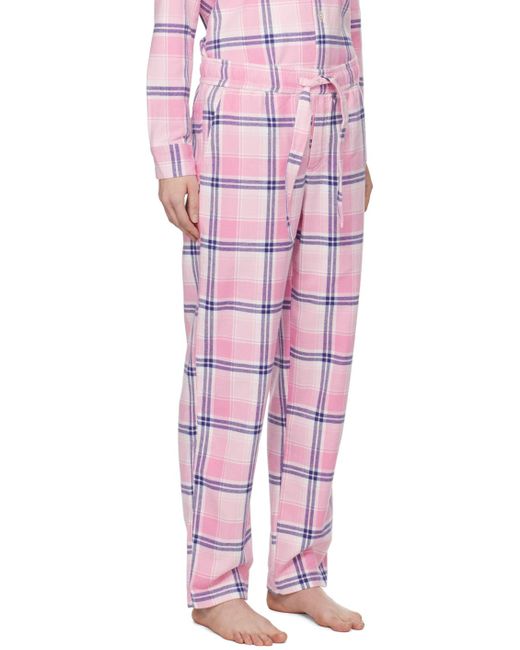 Tekla Pink Check Pyjama Pants