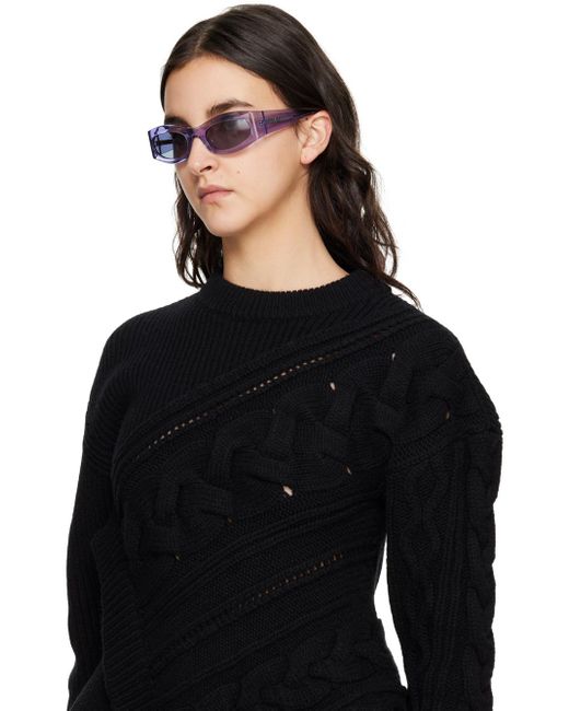 McQ Alexander McQueen Black Mcq Purple Oval Sunglasses