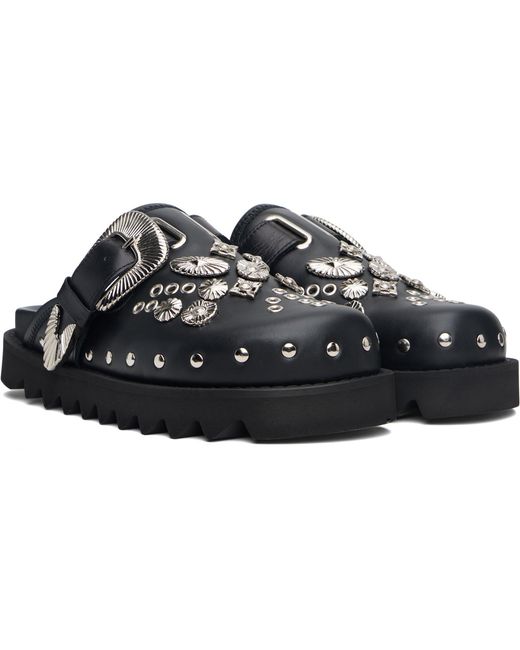 Toga Black Eyelet Metal Sabot Loafers