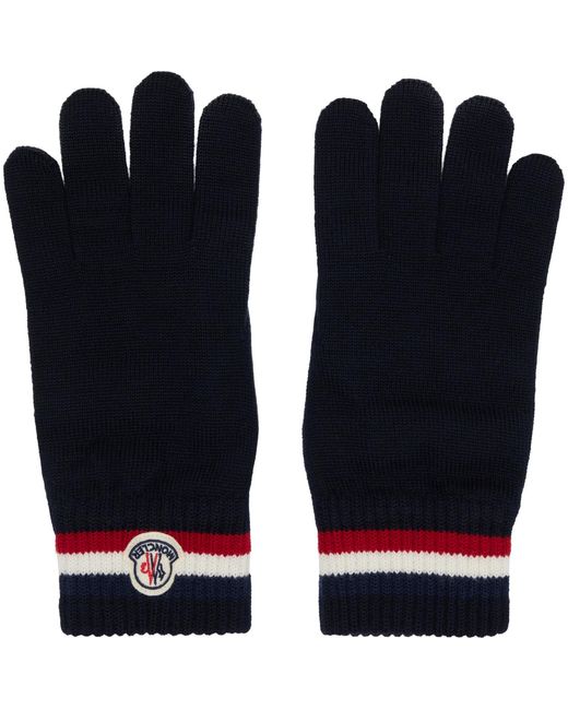 Moncler Blue Tricolor Wool Gloves for men