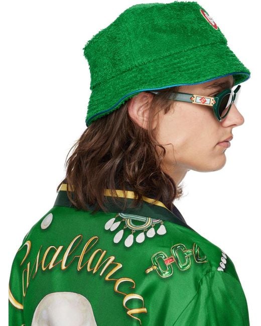 Casablancabrand Green Towelling Bucket Hat for men