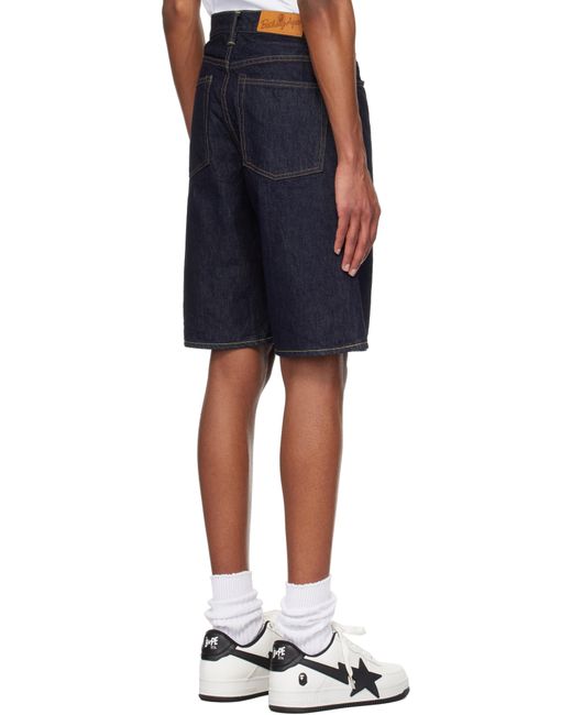 A Bathing Ape Blue Shark Denim Shorts for men