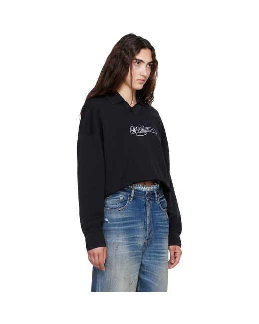 Off-White c/o Virgil Abloh Black Embroidered Script Crop Polo
