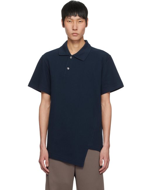 メンズ Comme des Garçons ネイビー アシンメトリー ポロシャツ Blue