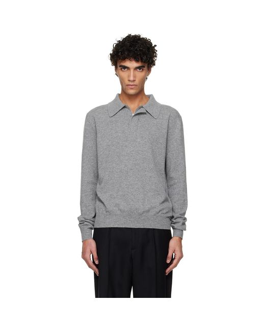 Jil Sander Gray Lightweight Wool Polo for men