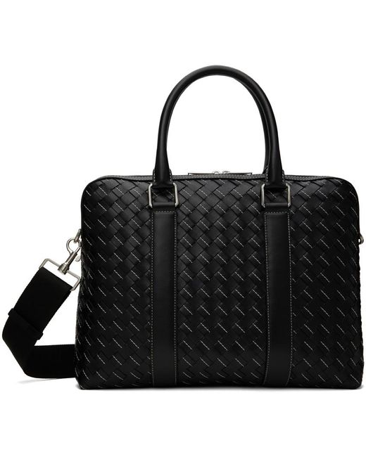 Bottega Veneta Black Medium Classic Intrecciato Briefcase for men