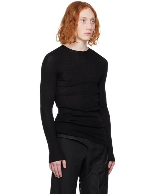 Rick Owens Black Ribbed Sweater for men