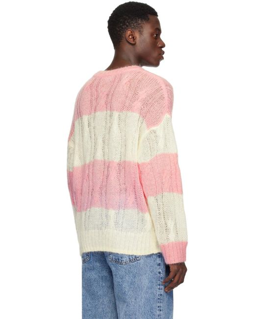 Ganni Pink Striped Sweater for men