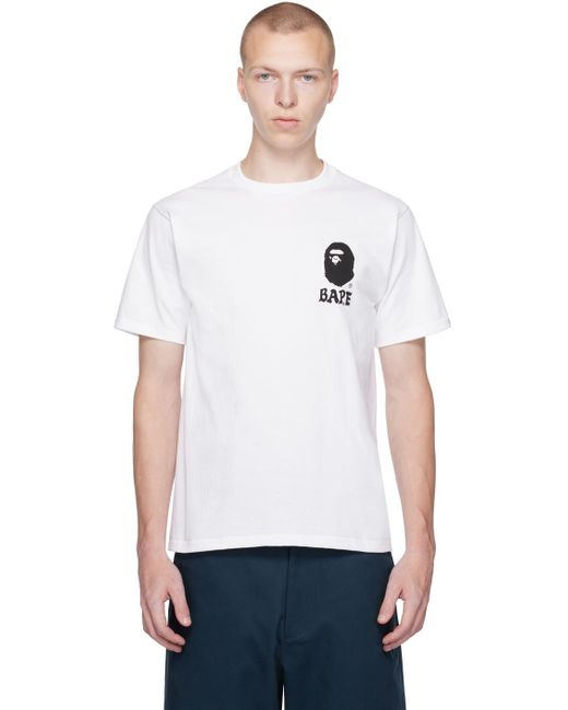 A Bathing Ape White Japan Culture Lettered T-shirt for men